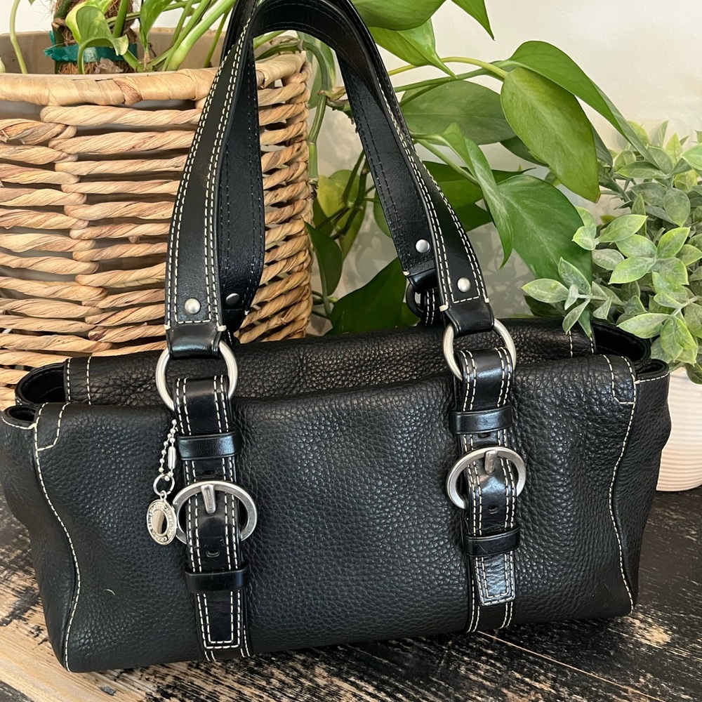 Coach Chelsea Black Pebbled Leather Tote Vintage